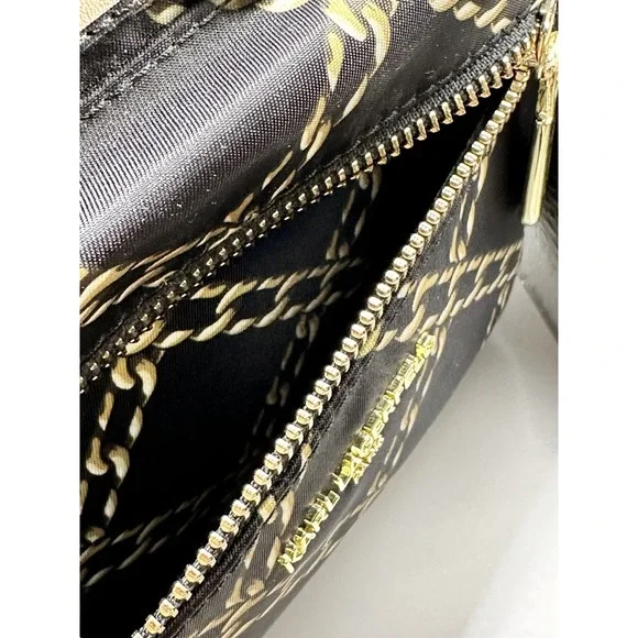 Karl Lagerfeld Paris Amour Mini Backpack Nylon Black Gold Chain Pattern NWT - Picture 5 of 5